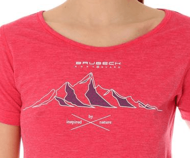 Koszulka termoaktywna damska Brubeck Outdoor WOOL malinowa