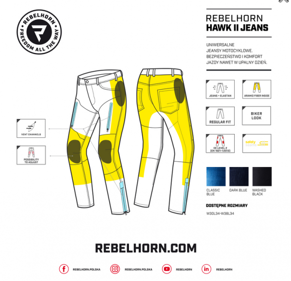 Spodnie jeansowe Rebelhorn HAWK II classic blue