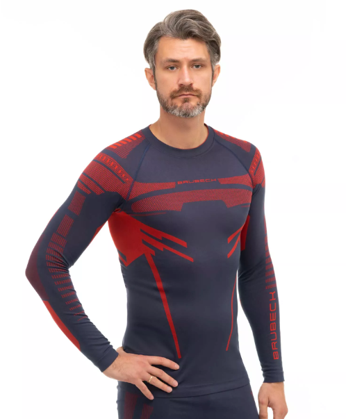 Bluza termoaktywna męska Brubeck DRY ciemnoniebieski/czerwony