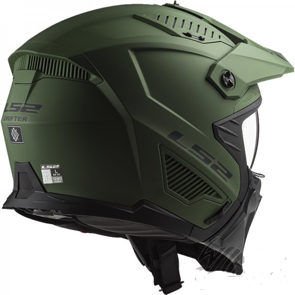 Kask motocyklowy enduro KASK LS2 OF606 DRIFTER SOLID MATT MILI GREEN-06