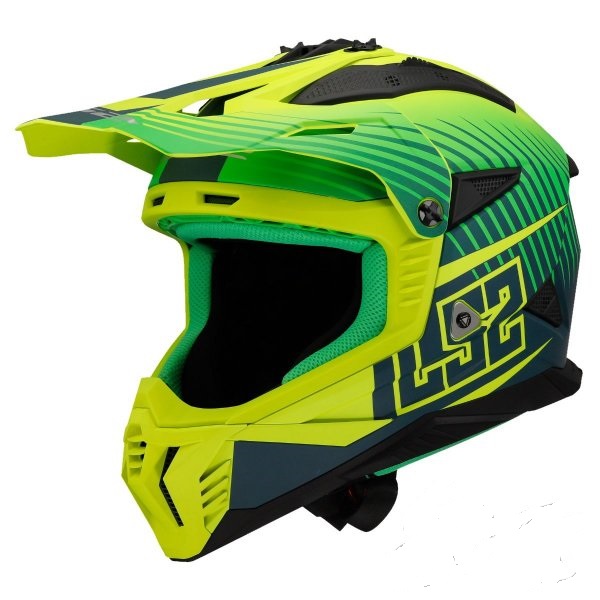 Kask motocyklowy enduro KASK LS2 MX708 FAST II DUCK MATT HV ZIELONY ŻÓŁTY