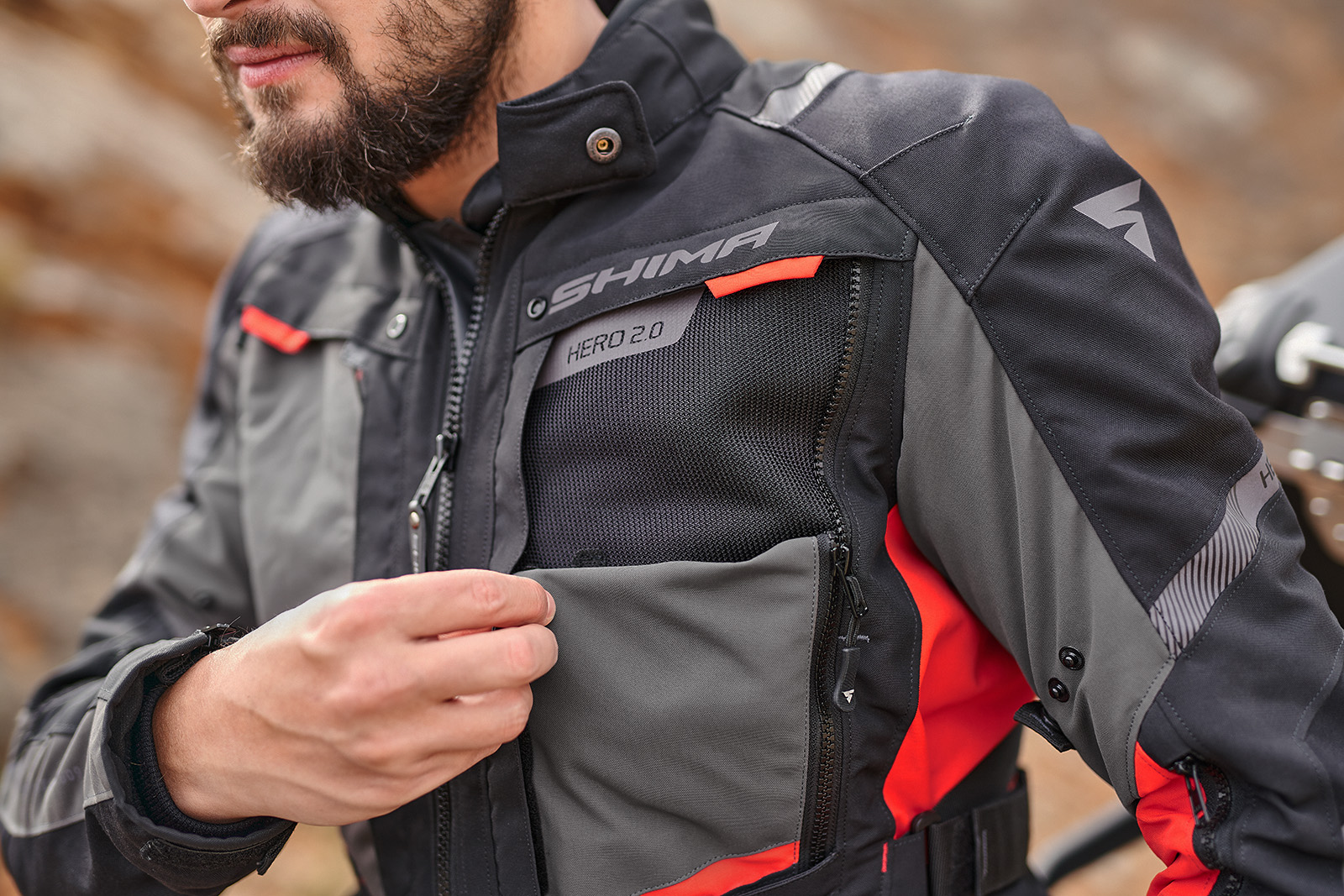 Kurtka tekstylna męska SHIMA HERO 2.0 black/red/grey\