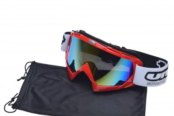 Gogle enduro CZERWONE SZYBA TĘCZOWA MODEL NO.18 UNIT