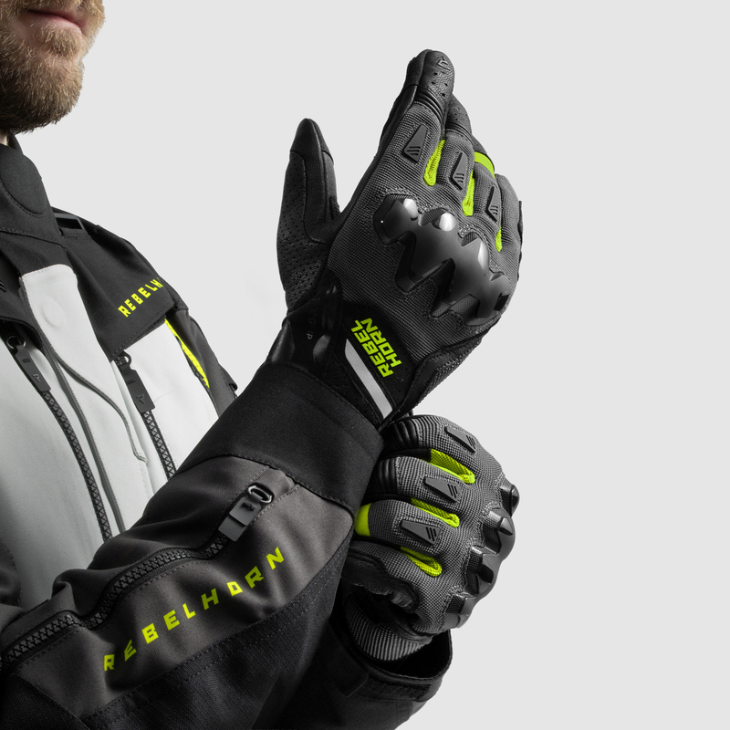 Rękawice turystyczne REBELHORN DEFENDER black yellow fluo