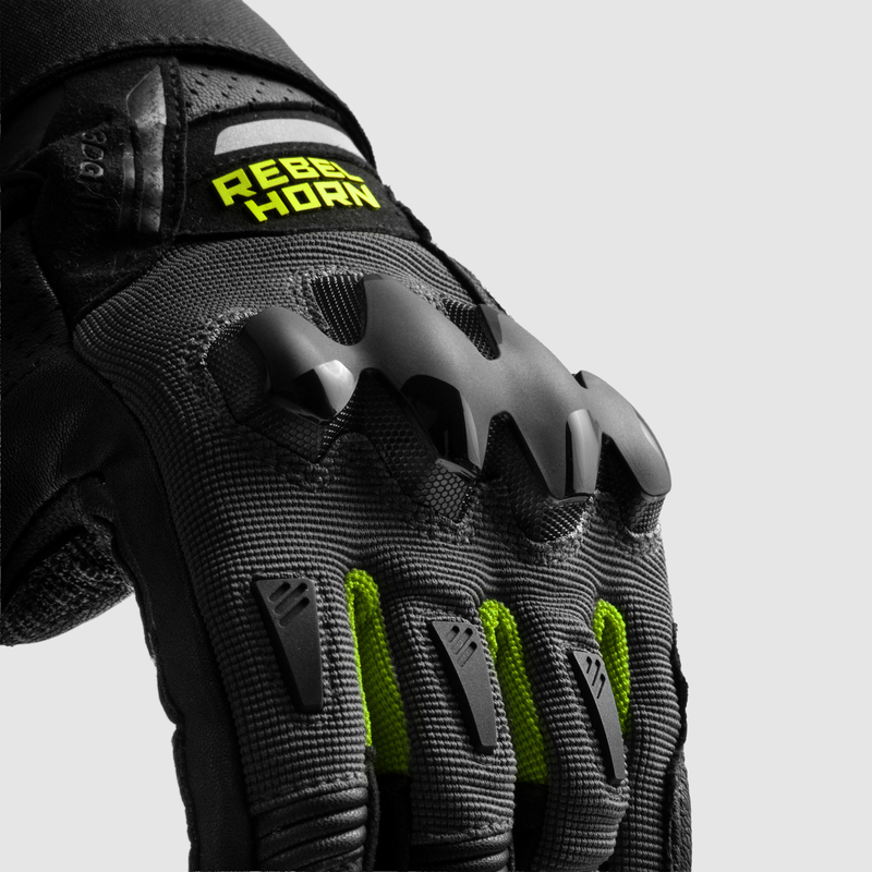 Rękawice turystyczne REBELHORN DEFENDER black yellow fluo